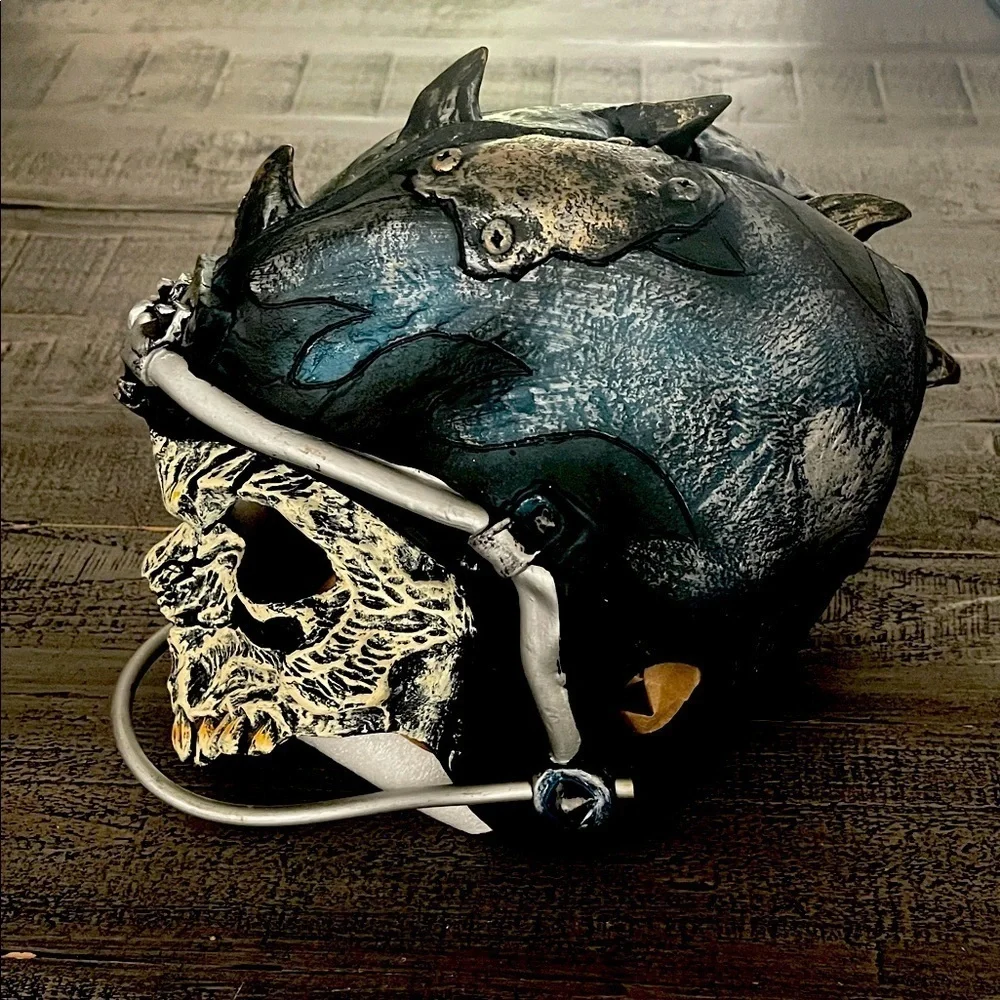 Plastic Skull Helmet with Blue and Silver Accents, Child size costume Halloween